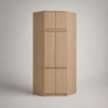 Armadio angolare a 6 ante in MDF impiallacciato rovere naturale, 110 × 90 × 240 cm