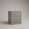 Comodino rettangolare con 2 cassetti in pannello truciolare rivestito in melamina, grigio rovere, 40 × 35 × 50 cm