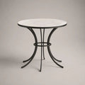 Tavolo da pranzo rotondo 80 × 75 cm con piano in MDF effetto marmo bianco e struttura in acciaio nero