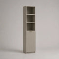 Mobile colonna rettangolare in MDF e truciolare melaminico con 3 vani aperti e anta scanalata, tortora e beige, 45 x 35 x 180 cm