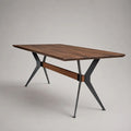 Tavolo da pranzo rettangolare in acacia massello e acciaio antracite, marrone, 180 × 90 × 76 cm