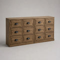 Credenza in legno con 12 cassetti, marrone e nero, 160 x 40 x 85 cm