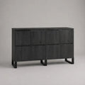 Credenza nera a 8 ante in MDF impiallacciato e acciaio, 160 x 40 x 100 cm