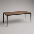 Tavolo da pranzo rettangolare in MDF effetto noce e acciaio nero, 160 x 90 x 75 cm, 6 posti