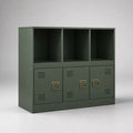 Credenza rettangolare in acciaio con 3 ante e 3 vani aperti, verde oliva, 120 x 40 x 100 cm