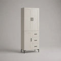 Mobile dispensa alto in MDF bianco e nero con 3 ante e 3 cassetti, 80 x 40 x 180 cm